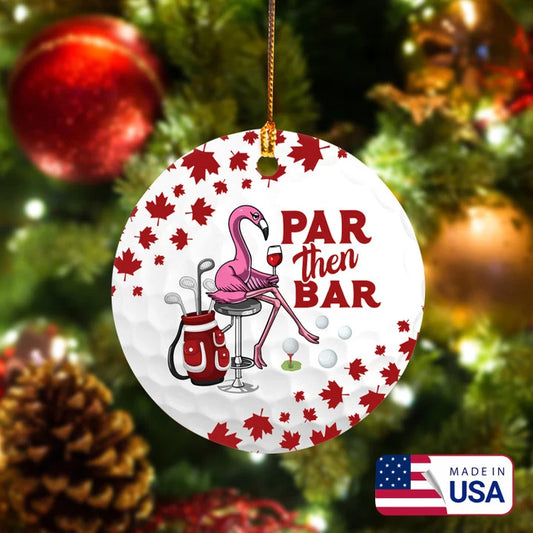 Canada Flamingo Par Then Bar Golf Women Circle Ceramic Ornament, Christmas Golf Ceramic Ornament - Best Gift For Golf Lovers, Christmas