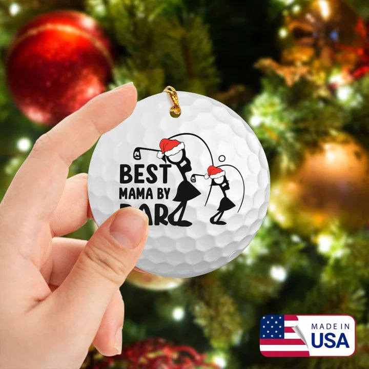Best Mama By Par Women Golf Stick Man Circle Ceramic Ornament, Christmas Golf Ceramic Ornament - Best Gift For Golf Lovers, New Year