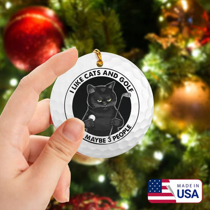 Black Cat Ornament, I Like Cats And Golf Ceramic Ornament - Best Gift For Golf Lovers, Cat Lovers, New Year, Christmas