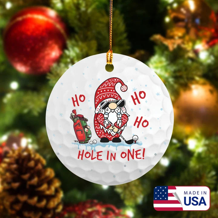 Santa Ho Ho Ho Hole In One Golf Ceramic Ornament - Best Gift For Golf Lovers, New Year, Christmas