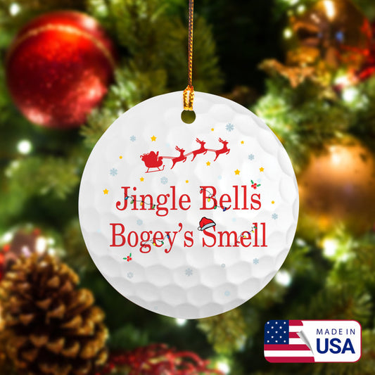 Jingle Bells Bogey's Smell Golf Ceramic Ornament - Best Gift For Golf Lovers, New Year, Christmas