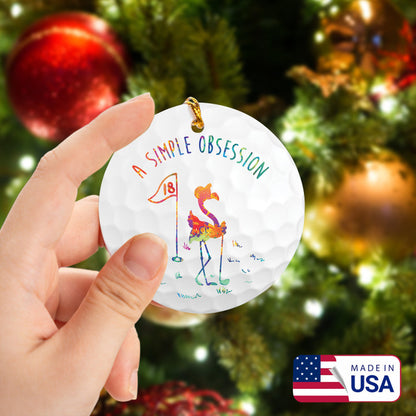 Watercolor A Simple Obsession Flamingo Golf Ceramic Ornament - Best Gift For Golf Lovers, New Year, Christmas