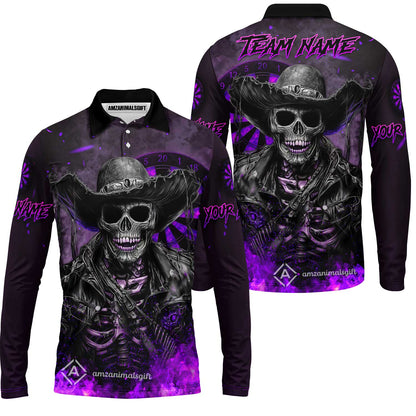 Customized Darts Team Uniform Shirt Darts Cowboy Skeleton Multicolor, Personalized Name And Team Name Darts Shirt