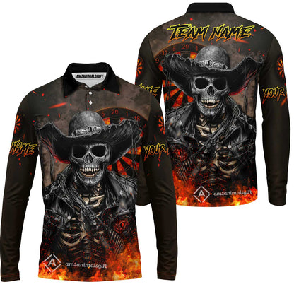 Customized Darts Team Uniform Shirt Darts Cowboy Skeleton Multicolor, Personalized Name And Team Name Darts Shirt