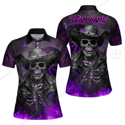 Customized Darts Team Uniform Shirt Darts Cowboy Skeleton Multicolor, Personalized Name And Team Name Darts Shirt