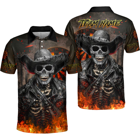 Customized Darts Team Uniform Shirt Darts Cowboy Skeleton Multicolor, Personalized Name And Team Name Darts Shirt
