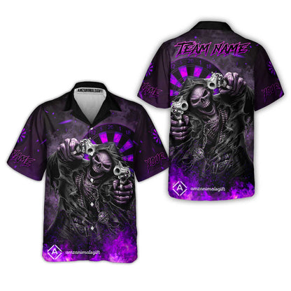 Customized Darts Team Uniform Shirt Darts Skull Reaper Gunslinger Multicolor, Personalized Name And Team Name Darts Shirt