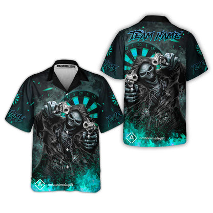 Customized Darts Team Uniform Shirt Darts Skull Reaper Gunslinger Multicolor, Personalized Name And Team Name Darts Shirt