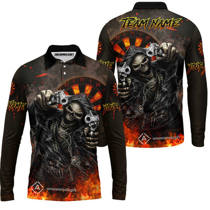 Customized Darts Team Uniform Shirt Darts Skull Reaper Gunslinger Multicolor, Personalized Name And Team Name Darts Shirt