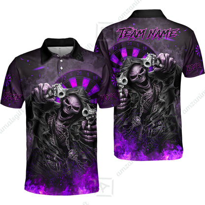 Customized Darts Team Uniform Shirt Darts Skull Reaper Gunslinger Multicolor, Personalized Name And Team Name Darts Shirt