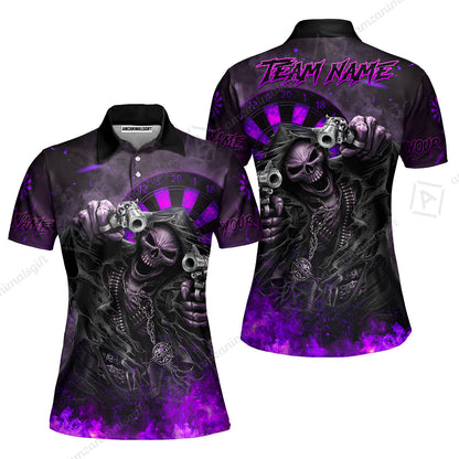 Customized Darts Team Uniform Shirt Darts Skull Reaper Gunslinger Multicolor, Personalized Name And Team Name Darts Shirt