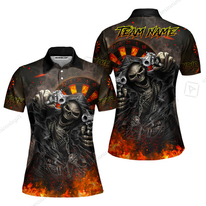 Customized Darts Team Uniform Shirt Darts Skull Reaper Gunslinger Multicolor, Personalized Name And Team Name Darts Shirt