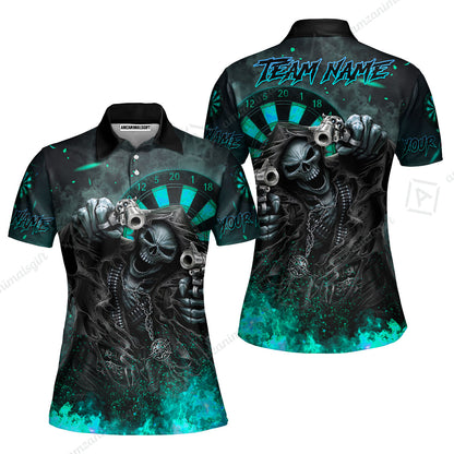 Customized Darts Team Uniform Shirt Darts Skull Reaper Gunslinger Multicolor, Personalized Name And Team Name Darts Shirt