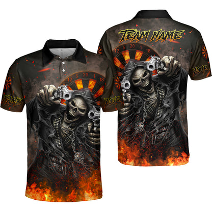 Customized Darts Team Uniform Shirt Darts Skull Reaper Gunslinger Multicolor, Personalized Name And Team Name Darts Shirt
