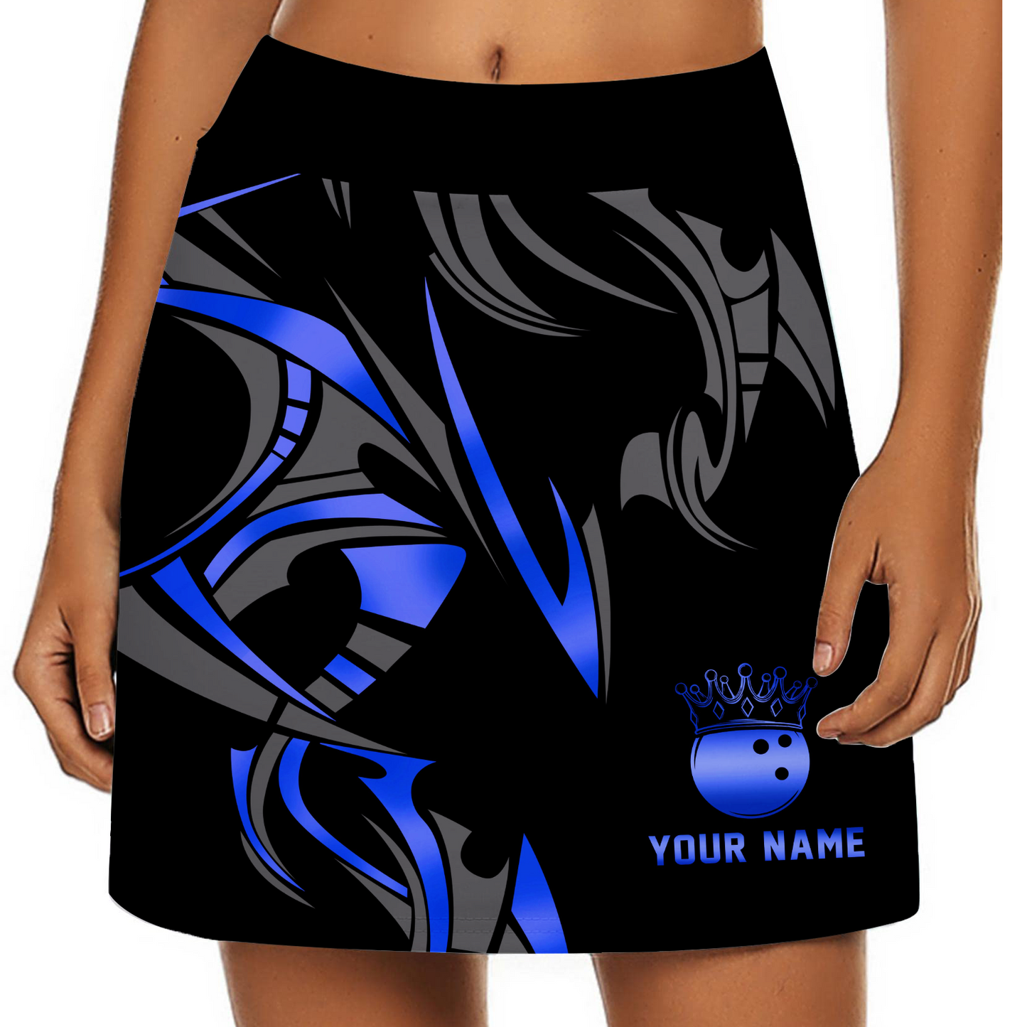 Customized Bowling Trouser Skirts With Shorts Underneath, Bowling Ball Crown Multicolor Skorts With Pockets