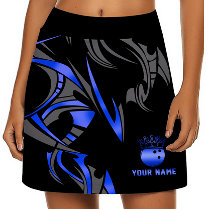 Customized Bowling Trouser Skirts With Shorts Underneath, Bowling Ball Crown Multicolor Skorts With Pockets