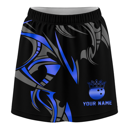 Customized Bowling Trouser Skirts With Shorts Underneath, Bowling Ball Crown Multicolor Skorts With Pockets