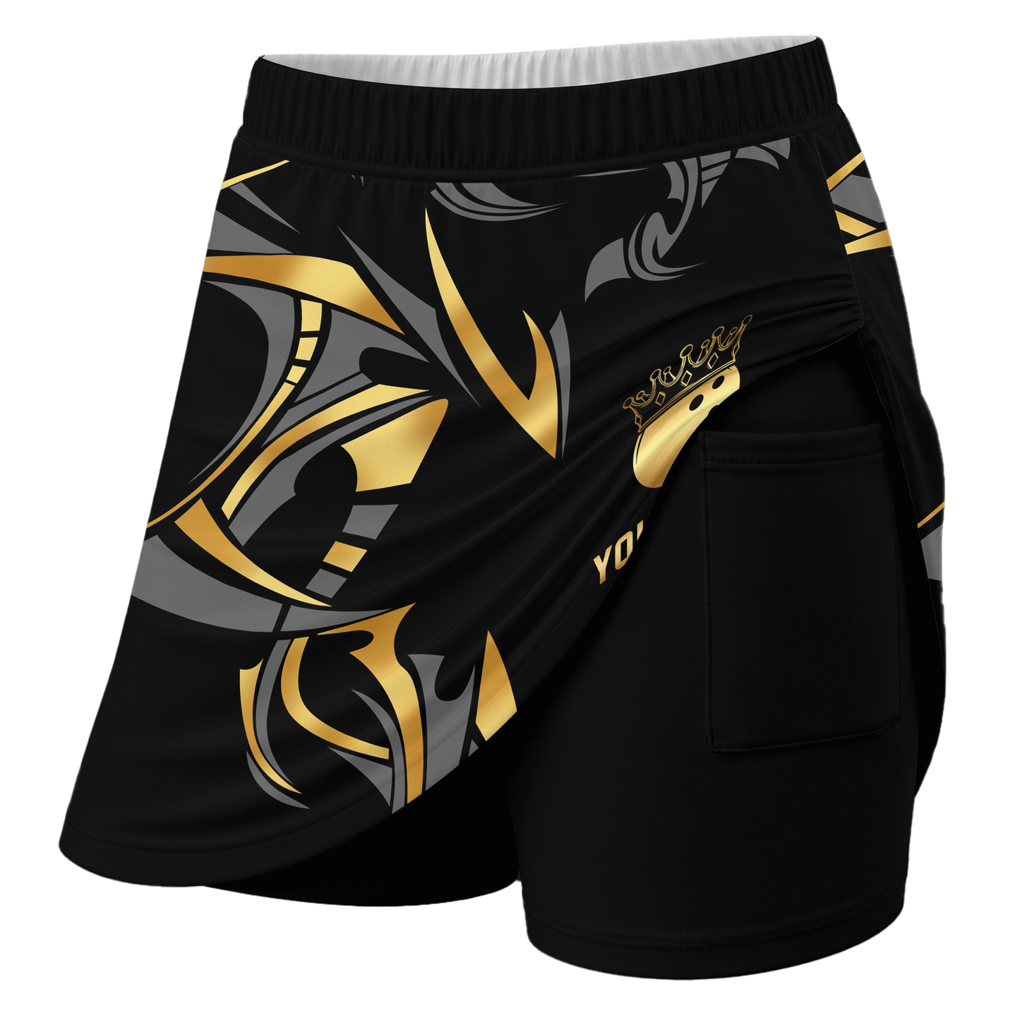 Customized Bowling Trouser Skirts With Shorts Underneath, Bowling Ball Crown Multicolor Skorts With Pockets