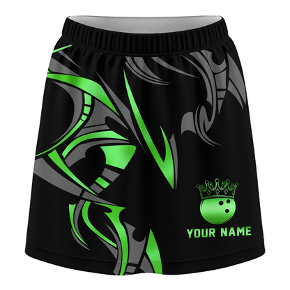 Customized Bowling Trouser Skirts With Shorts Underneath, Bowling Ball Crown Multicolor Skorts With Pockets