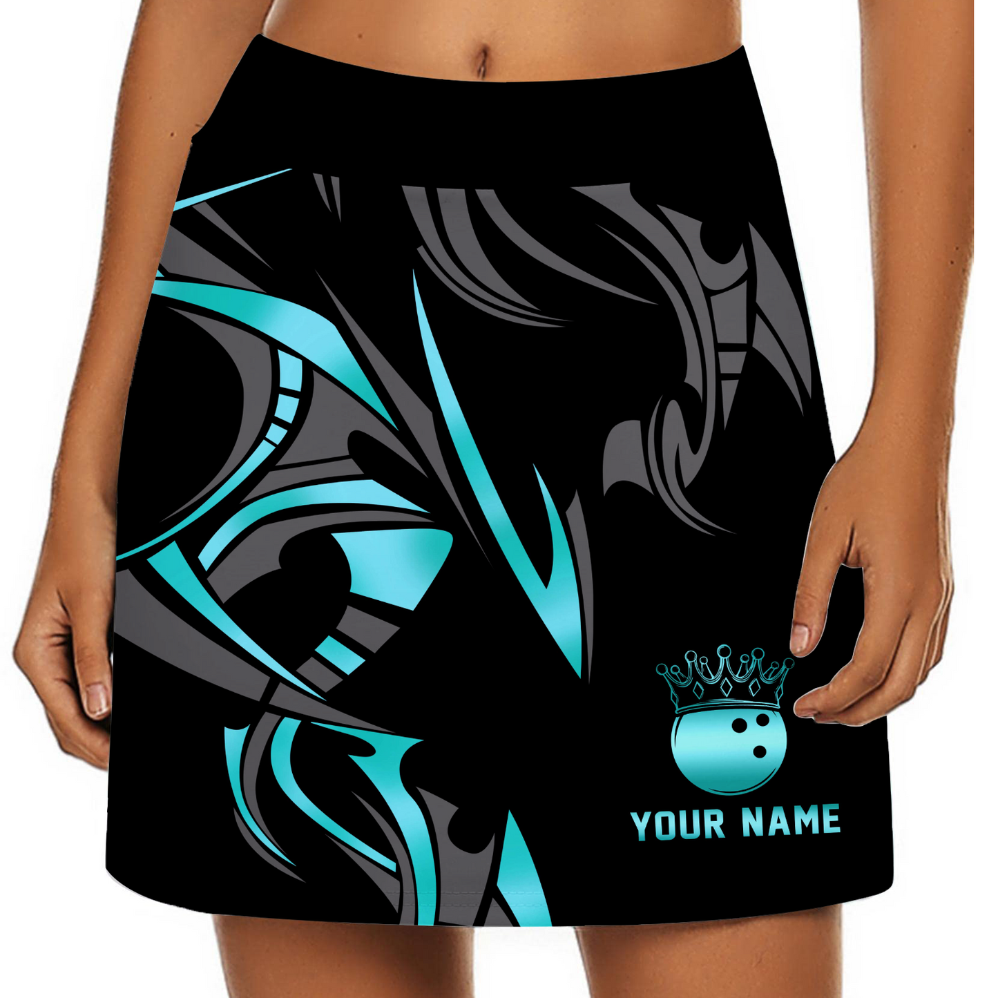 Customized Bowling Trouser Skirts With Shorts Underneath, Bowling Ball Crown Multicolor Skorts With Pockets