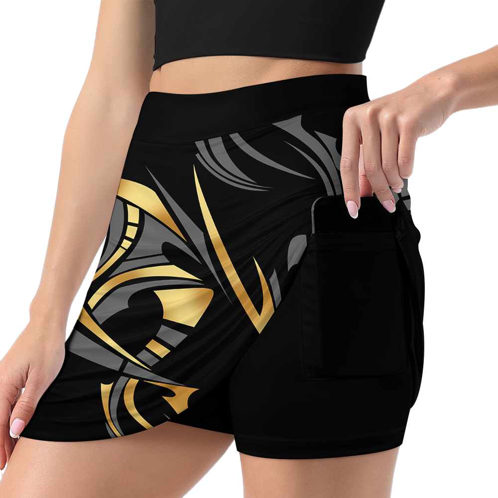 Customized Bowling Trouser Skirts With Shorts Underneath, Bowling Ball Crown Multicolor Skorts With Pockets