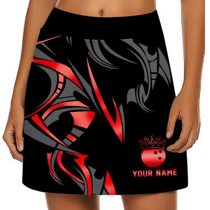 Customized Bowling Trouser Skirts With Shorts Underneath, Bowling Ball Crown Multicolor Skorts With Pockets