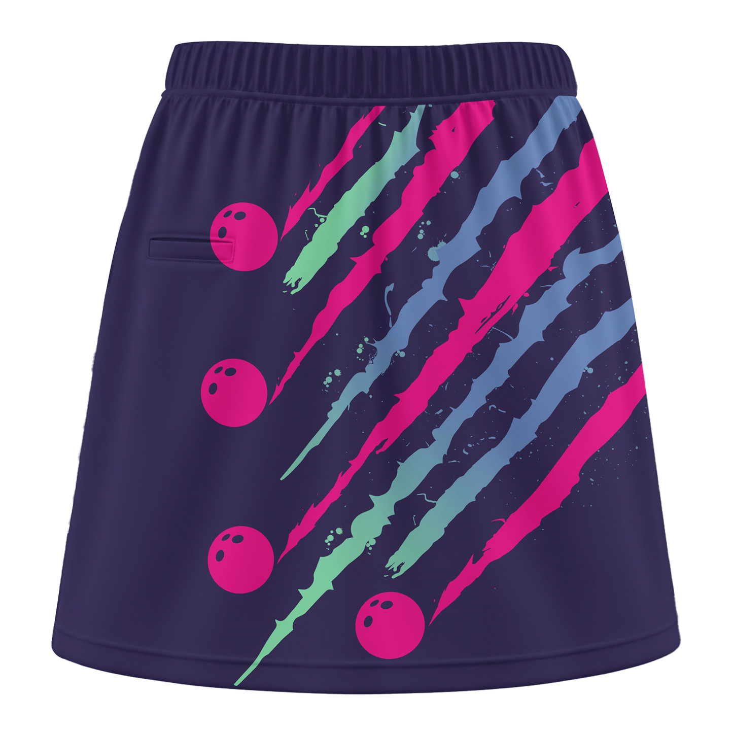 Customized Bowling Trouser Skirts With Shorts Underneath, Bowling Neon Strike Fury Skorts With Pockets
