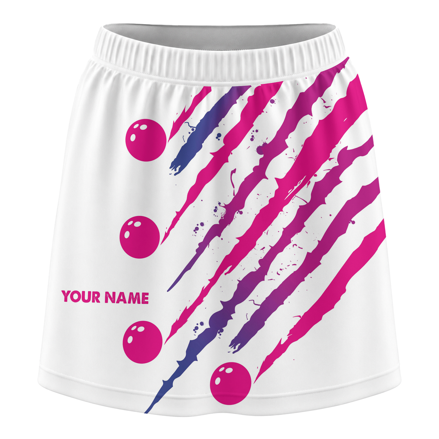 Customized Bowling Trouser Skirts With Shorts Underneath, Bowling Neon Strike Fury Skorts With Pockets