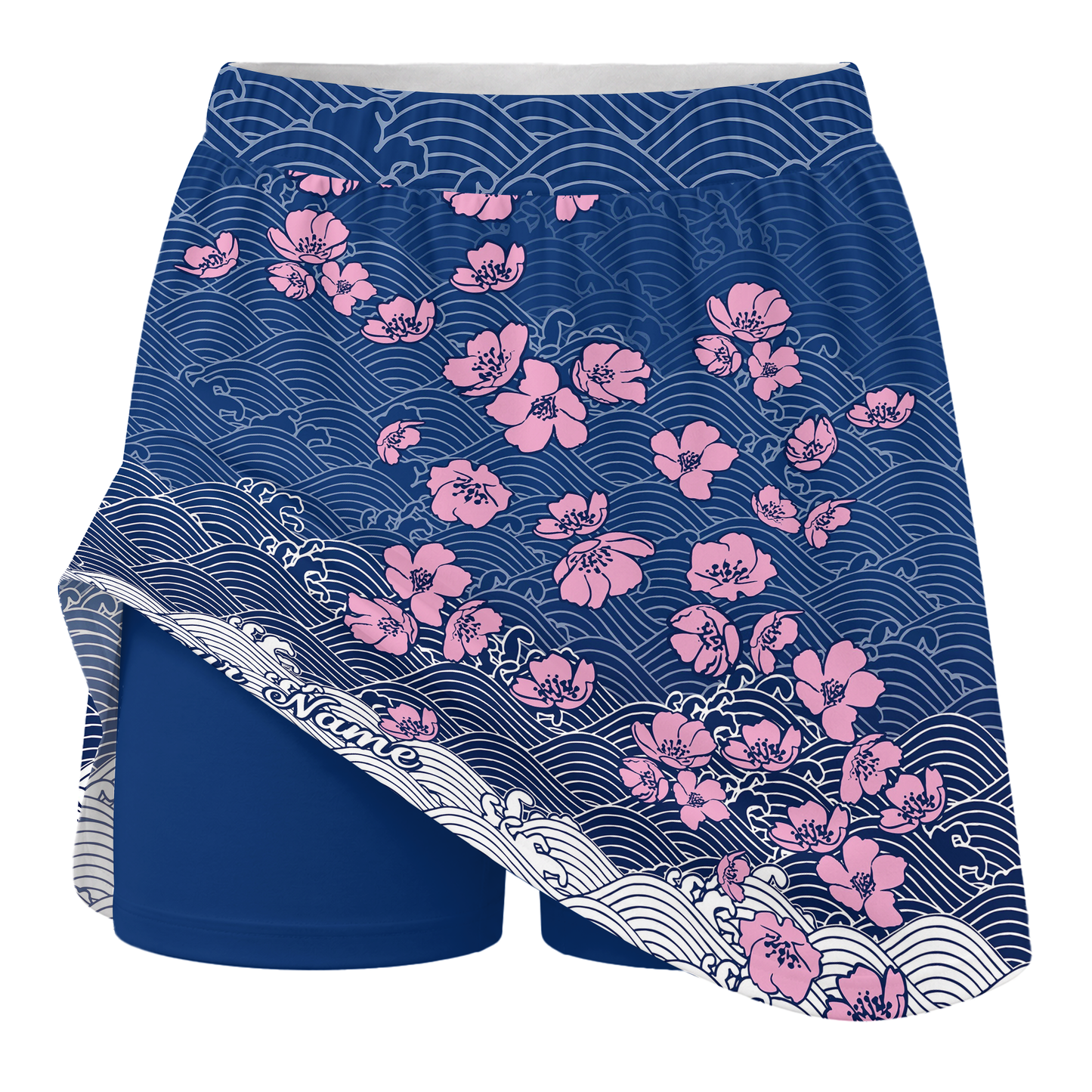 Customized Bowling Trouser Skirts With Shorts Underneath, Bowling Flowers Cherry Blossom Skorts With Pockets