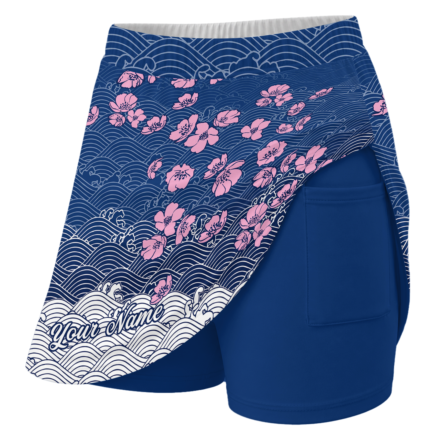 Customized Bowling Trouser Skirts With Shorts Underneath, Bowling Flowers Cherry Blossom Skorts With Pockets
