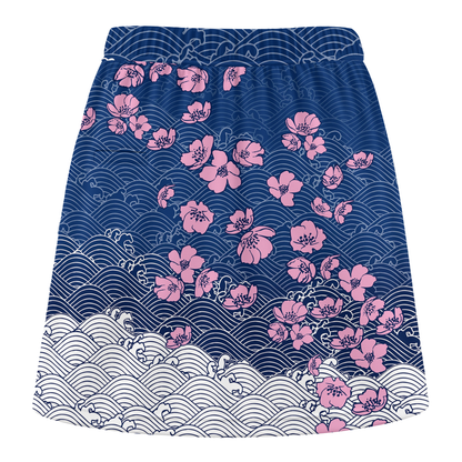 Customized Bowling Trouser Skirts With Shorts Underneath, Bowling Flowers Cherry Blossom Skorts With Pockets