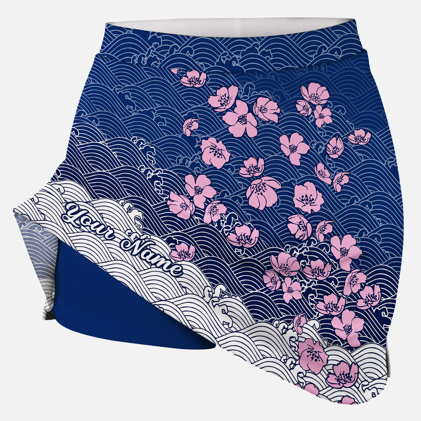 Customized Bowling Trouser Skirts With Shorts Underneath, Bowling Flowers Cherry Blossom Skorts With Pockets