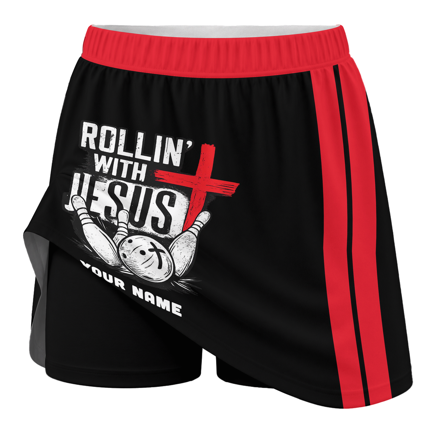 Customized Bowling Trouser Skirts With Shorts Underneath, Bowling  Rollin With Jesus With Pockets