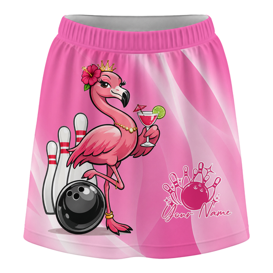 Customized Bowling Trouser Skirts With Shorts Underneath, Bowling  Flamingo Queen With Pockets