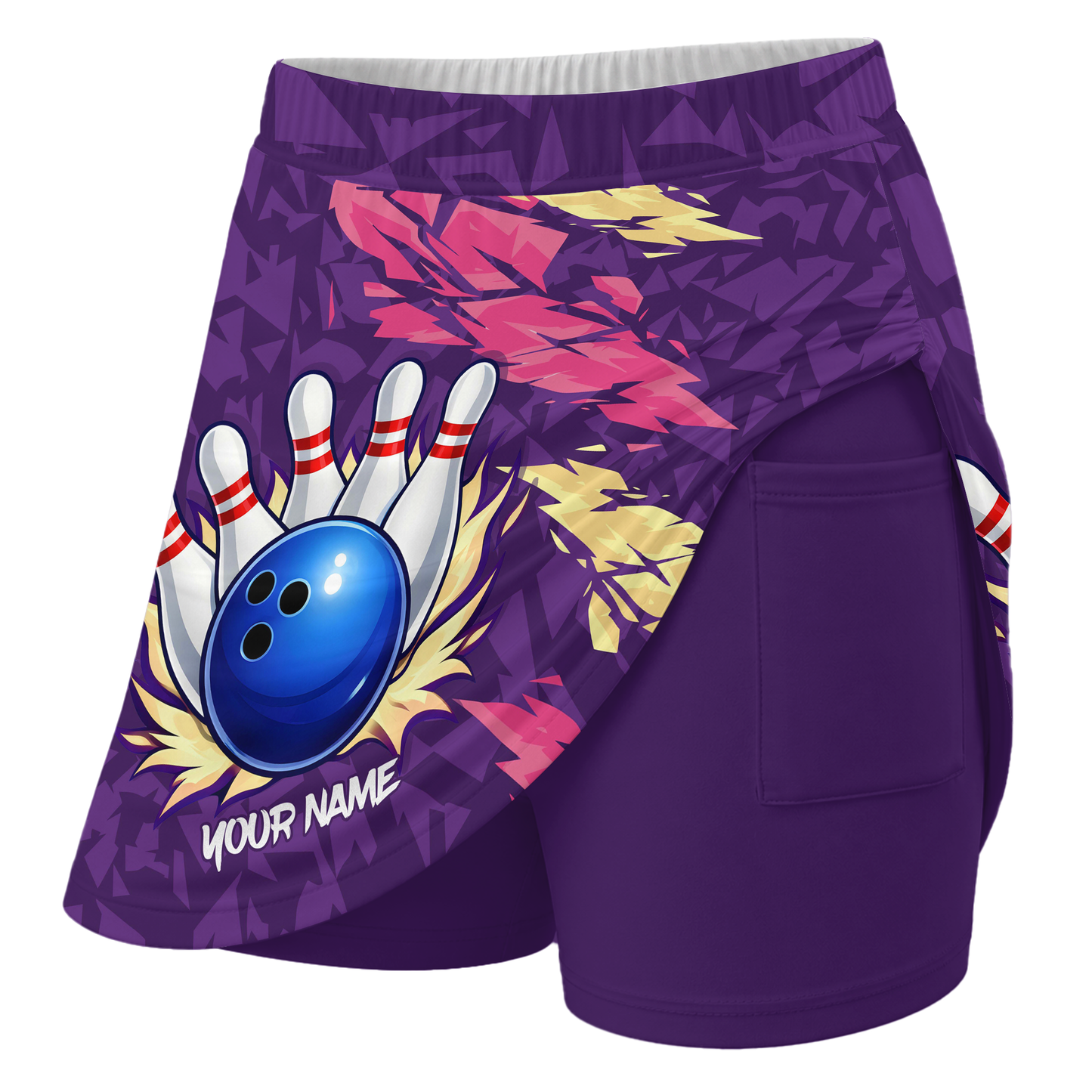 Customized Bowling Trouser Skirts With Shorts Underneath, Bowling Ion Max Bowling Ball Purple Fire Strike With Pockets