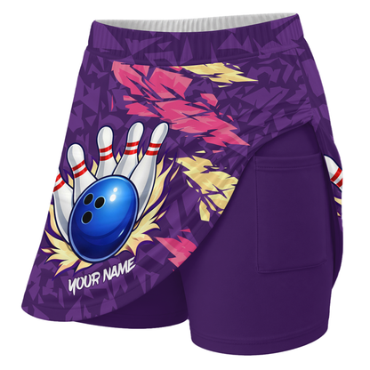 Customized Bowling Trouser Skirts With Shorts Underneath, Bowling Ion Max Bowling Ball Purple Fire Strike With Pockets