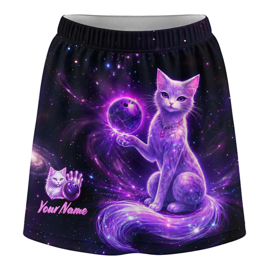 Customized Bowling Trouser Skirts With Shorts Underneath, Bowling Magical Kitty With Pockets