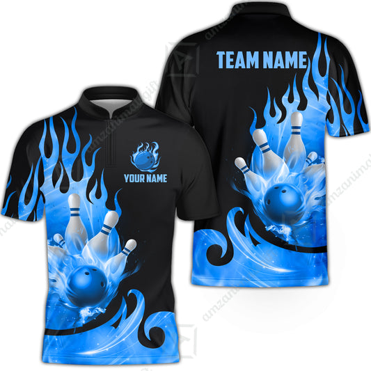 Customized Flame Bowling Ball Pins Splash Multicolor Bowling Jersey, Custom Name And Team Name For Bowlers