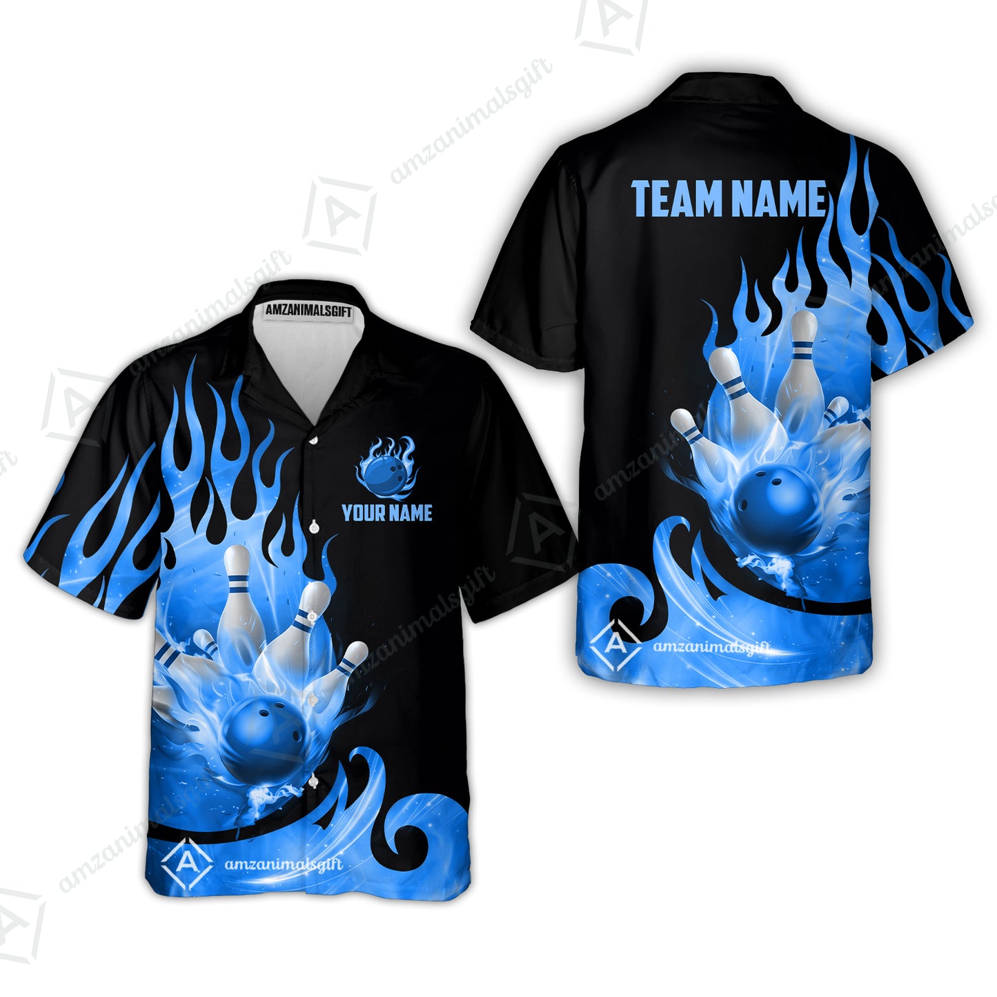 Customized Flame Bowling Ball Pins Splash Multicolor Bowling Jersey, Custom Name And Team Name For Bowlers