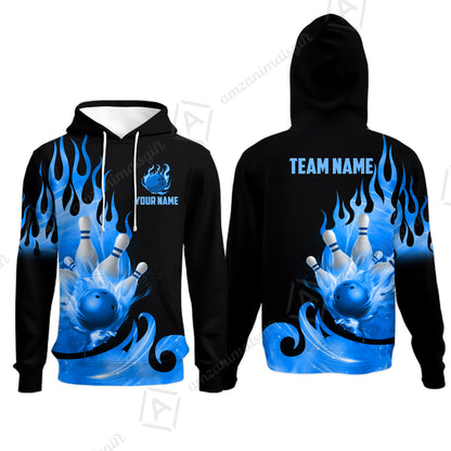 Customized Flame Bowling Ball Pins Splash Multicolor Bowling Jersey, Custom Name And Team Name For Bowlers