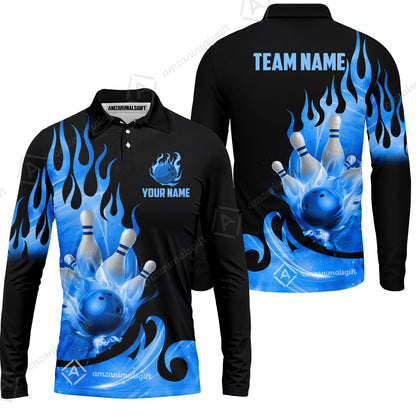 Customized Flame Bowling Ball Pins Splash Multicolor Bowling Jersey, Custom Name And Team Name For Bowlers
