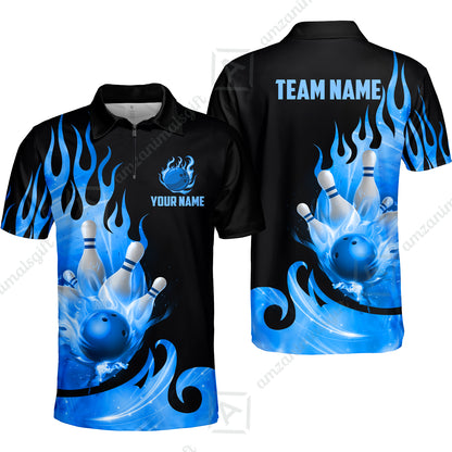 Customized Flame Bowling Ball Pins Splash Multicolor Bowling Jersey, Custom Name And Team Name For Bowlers