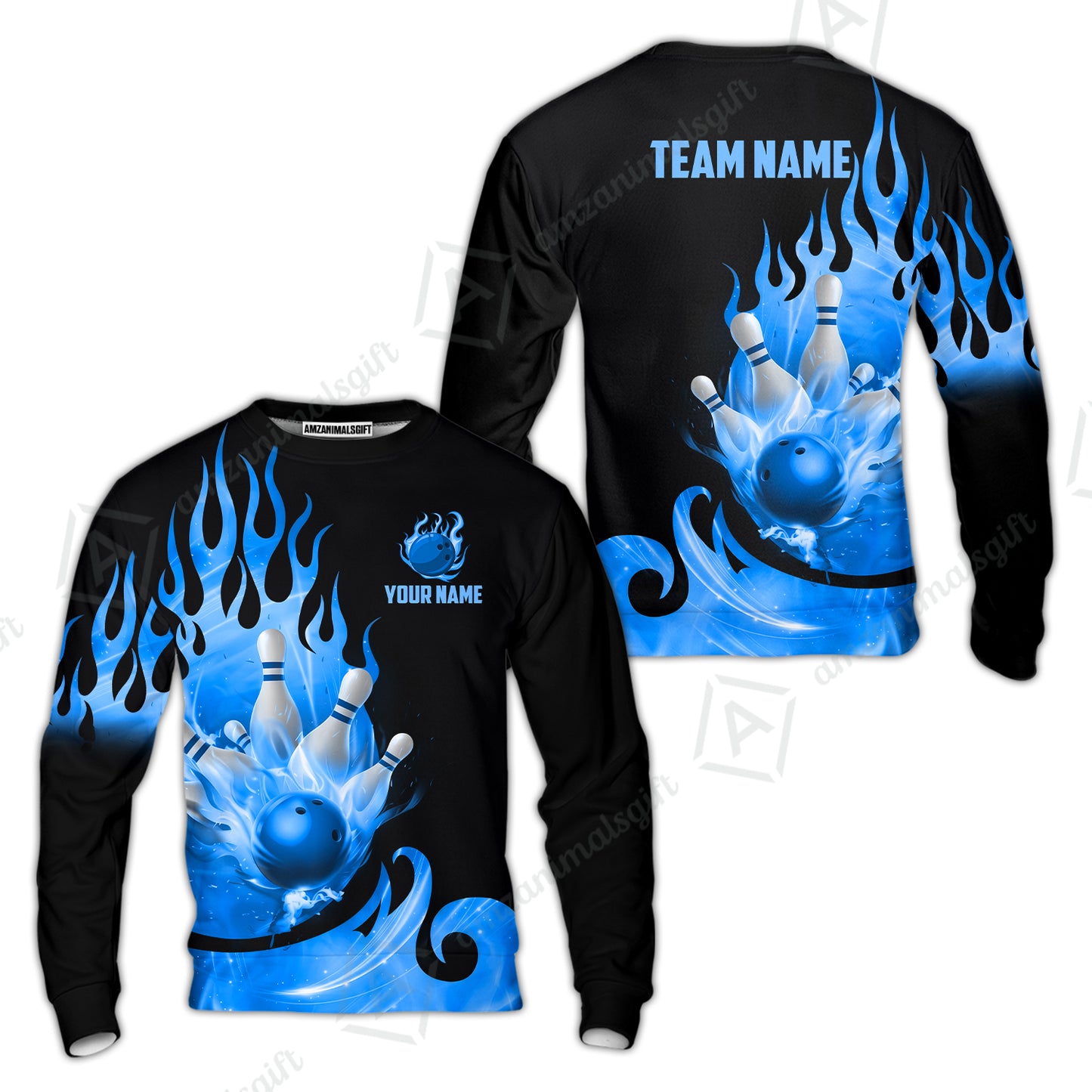 Customized Flame Bowling Ball Pins Splash Multicolor Bowling Jersey, Custom Name And Team Name For Bowlers