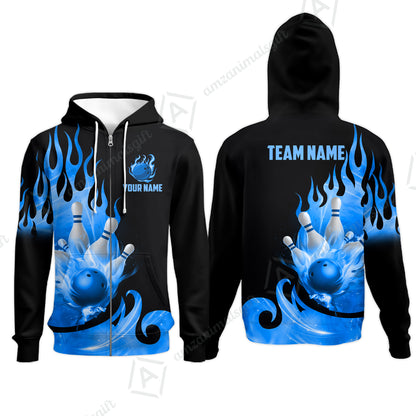 Customized Flame Bowling Ball Pins Splash Multicolor Bowling Jersey, Custom Name And Team Name For Bowlers