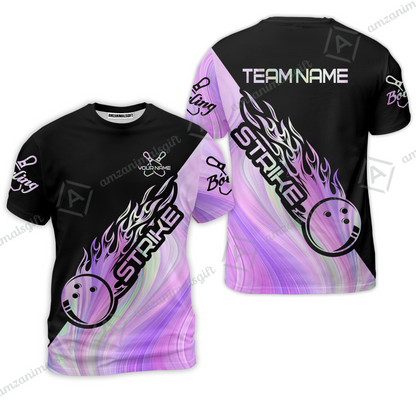 Customized Bowling Jersey Black And Purple Pastel Shirt Strike Ball Bowling Tenpin Quarter Zip Shirt For Bowlers