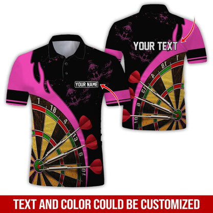 Customized Name & Text Darts Polo Shirt, Personalized Name Dartboard Uniforms Polo Shirt For Men - Perfect Gift For Darts Lovers, Darts Team Players