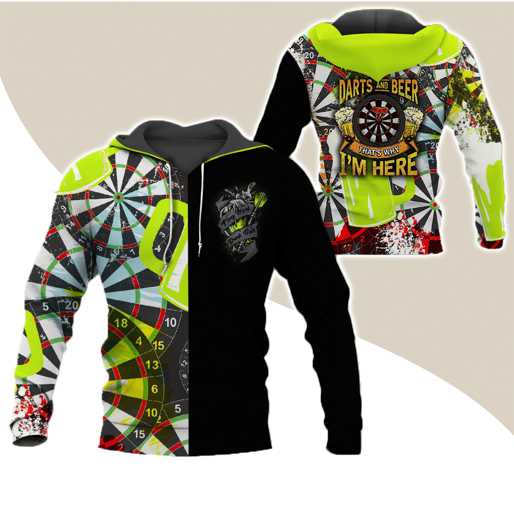 Darts Premium Hoodie, Darts And Beer That's Why I'm Here Darts Hoodie For Men & Women - Gift For Darts Lovers, Friend, Family