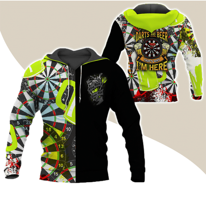 Darts Premium Hoodie, Darts And Beer That's Why I'm Here Darts Hoodie For Men & Women - Gift For Darts Lovers, Friend, Family