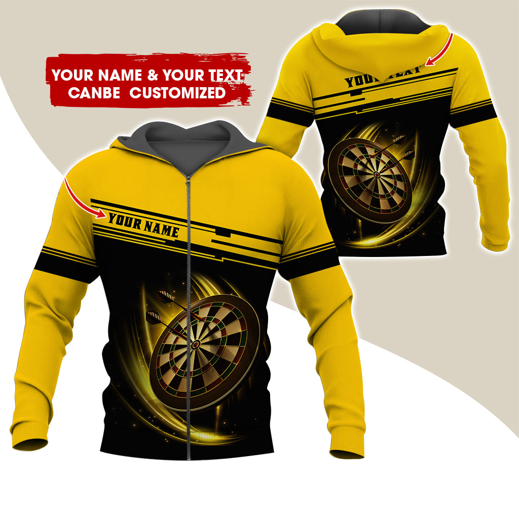 Personalized Name & Text Darts Premium Zip Hoodie, Custom Name Dartboard Zip Hoodie For Men & Women - Gift For Darts Lovers, Darts Players