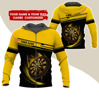 Personalized Name & Text Darts Premium Zip Hoodie, Custom Name Dartboard Zip Hoodie For Men & Women - Gift For Darts Lovers, Darts Players